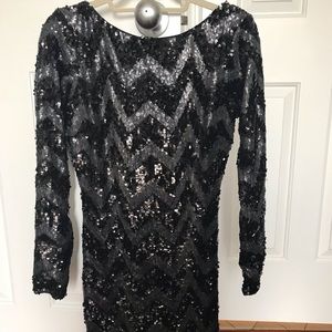 Black and silver sequin dress